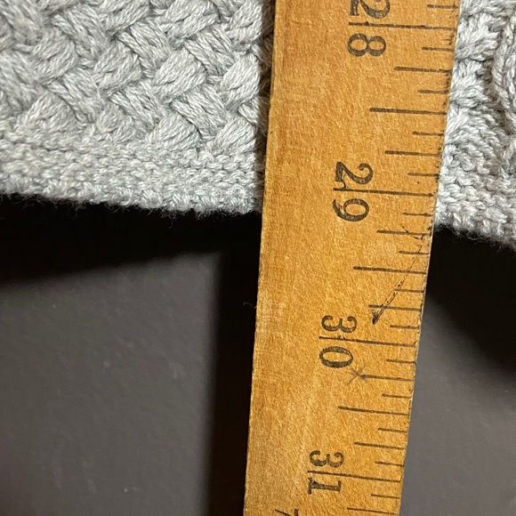 Jeanne Pierre Light Gray V-Neck Shaw Collar Cable Knit Sweater - Picture 7 of 7